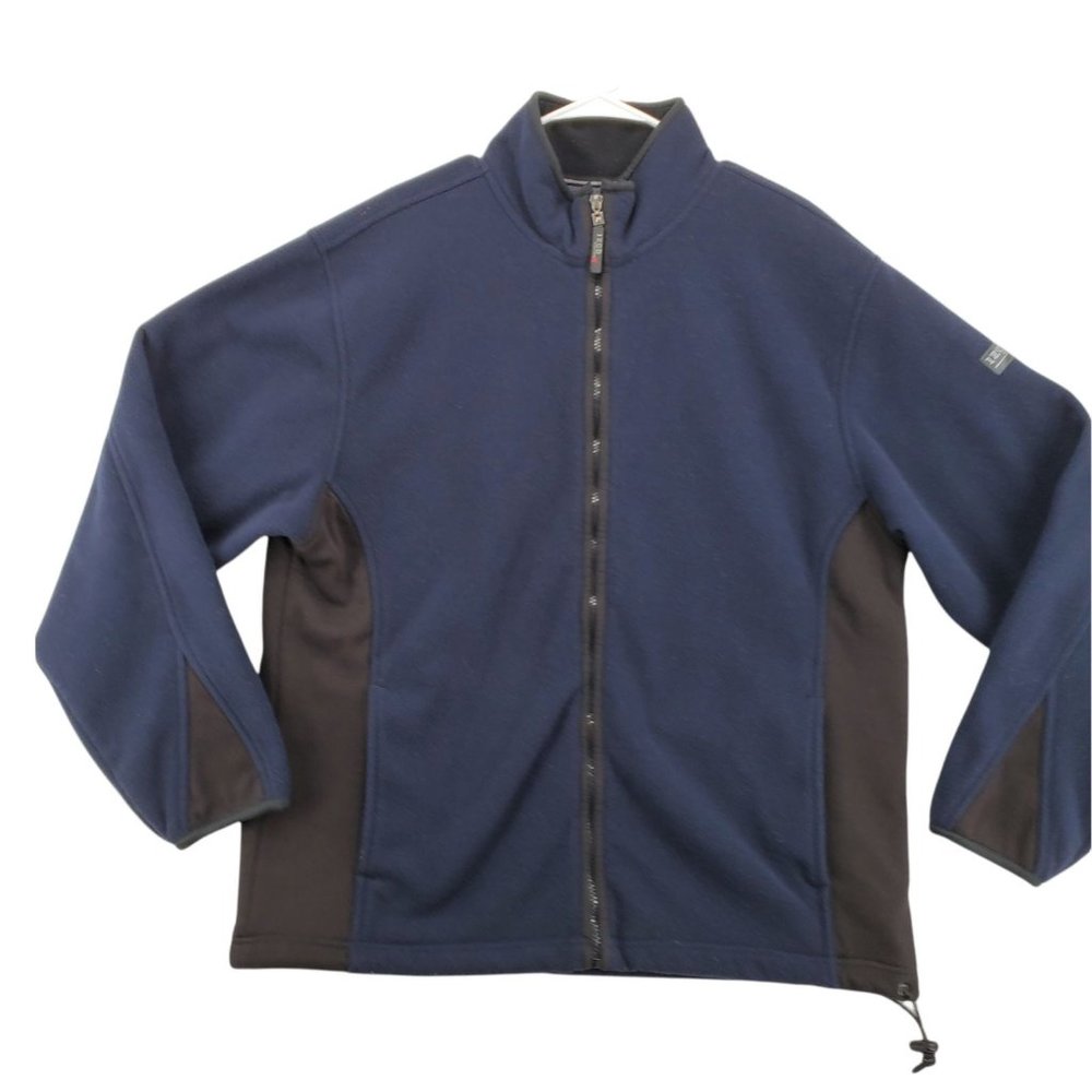 IZOD Jacket Men's Long Sleeve Full Zip High Neck Elastic at Waist/Wrists Blue L